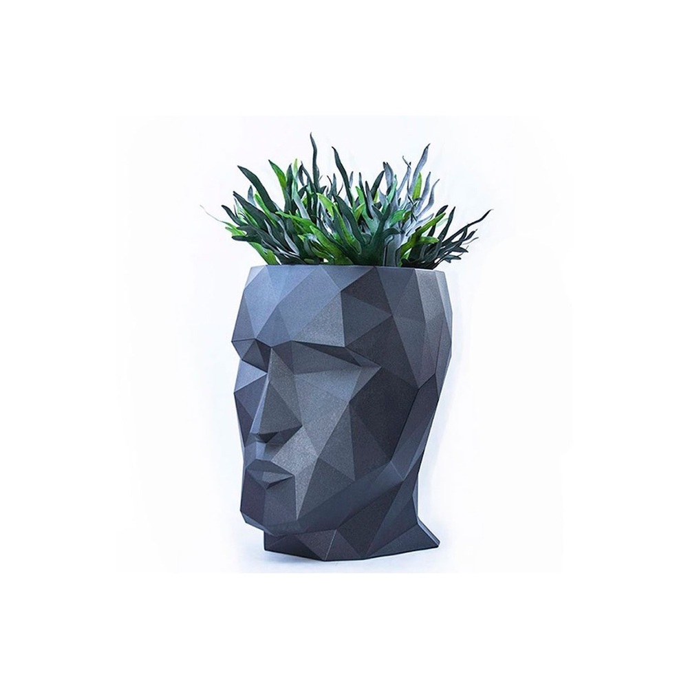 Vondom Modern Grey Geometric Head Sculpture Planter
